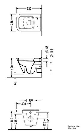 Serel Diagonal 53 Cm Asma Klozet Kapak Hariç DG10ODS110H