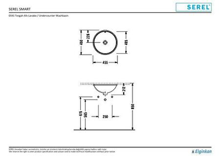 Serel Smart Tezgah Altı Dairesel Lavabo 0591DSS110H