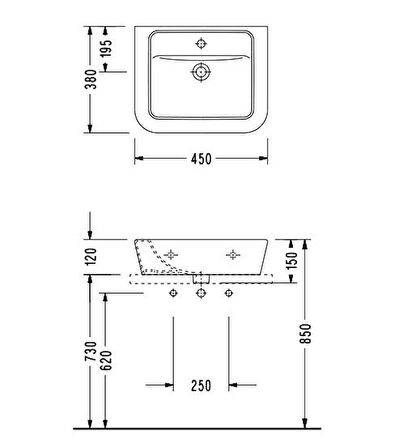 Serel Star 38x45 cm Duvara Monte Lavabo DE42TDS110H