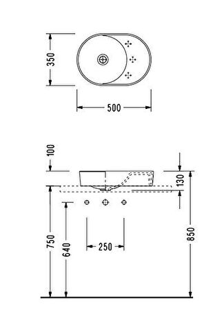 Serel Sapphire Tezgah Üstü Çanak Lavabo 35x50 cm SP40SXS110H 