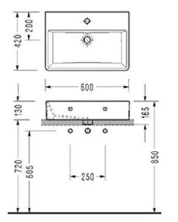 Serel Minimal 42x60 cm Dikdörtgen Tezgah Üstü Çanak Lavabo 2047TDS110H 