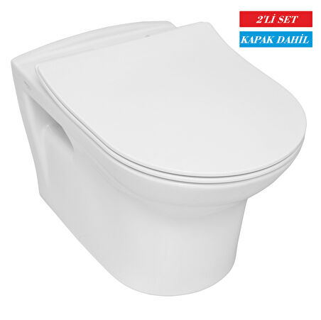 Serel Nita Yuvarlak Asma Klozet (NT23) + Blaze Slim Yavaş Kapanan Kapak 2'li Set