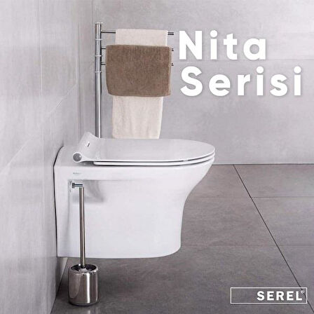 Serel Nita Yuvarlak Asma Klozet (NT23) + Blaze Slim Yavaş Kapanan Kapak 2'li Set