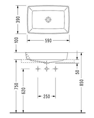 Serel Rita Tezgah Üstü Lavabo 39x59 cm RT47DXS110H