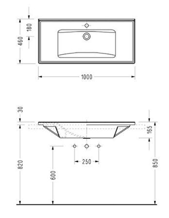 Serel Star 46x100 Cm Tezgah Etajerli Lavabo 3037TXS110H