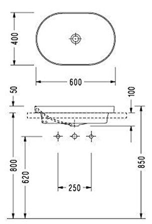 Serel Sapphire Tezgah Üstü Gömme Lavabo 40x60 SP33DXS110H