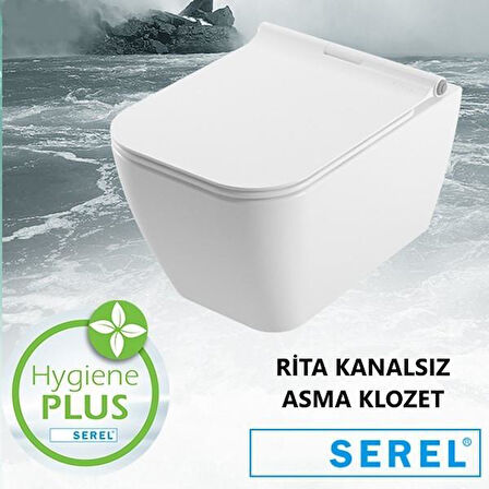 Serel Rita Kanalsız Asma Klozet (RT26) + Zenith Slim Yavaş Kapanan Kapak 2'li Set 