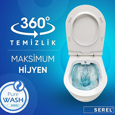 Serel Nita Yuvarlak Kanalsız Asma Klozet (NT36) + Blaze Slim Yavaş Kapanan Kapak 2'li Set