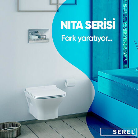Serel Nita Köşeli Asma Klozet (NT10) + Zenith Slim Yavaş Kapanan Kapak 2'li Set