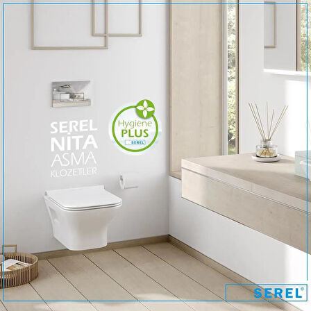 Serel Nita Köşeli Asma Klozet (NT10) + Zenith Slim Yavaş Kapanan Kapak 2'li Set