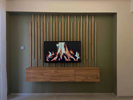  120 CM 12 ADET KENDİNDEN YAPIŞKANLI AHŞAP ÇITA - SAVANA MEŞE