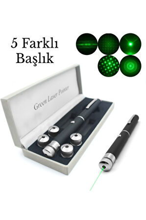 Yeşil Lazer Pointer 50 Mw 15 Km Etkili (5 Başlıklı)