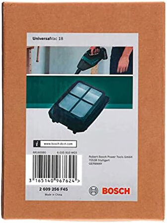 Accessories 2609256F45 ön filtre (Bosch UniversalVac 18 akülü elektrikli süpürge için, kartonda)