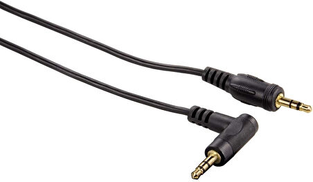 3.5mm - 3.5mm, Stereo Siyah Altın Uç Açılı 0.75m