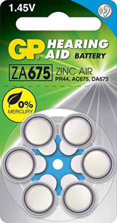 Batteries za675 Da675/Ac675/Za675 Boy İşitme Cihazı Kulaklık Pili, 1.45 Volt, 6'Lı Kart