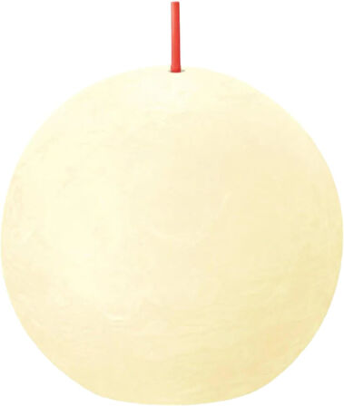 Tereyağı Sarısı Renginde Rustik Top Mum - 76mm - 25 Saat Yanma Süresi