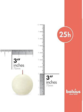 Gök Mavisi Renginde Rustik Top Mum - 76mm - 25 Saat Yanma Süresi
