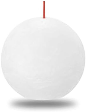 Bulut Beyazı Renginde Rustik Top Mum - 76mm - 25 Saat Yanma Süresi