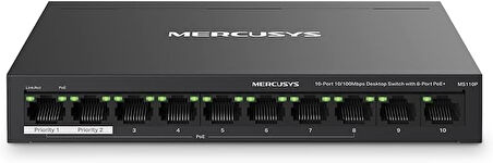 MS110P, 10-Port 10/100Mbps Desktop Switch with 8-Port PoE+