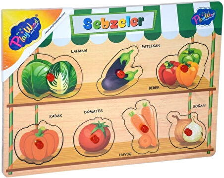Ahşap Tutmalı Puzzle Sebzeler ve Meyveler