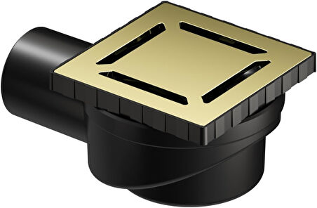V-Flow Kare 5606972 Duş Kanalı Yandan Çıkışlı DK 100 Kapak Parlak Altın