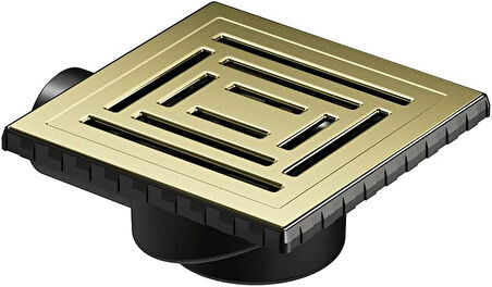 V-Flow Kare 5606981 Duş Kanalı Yandan Çıkışlı DK 800 Kapak Parlak Altın