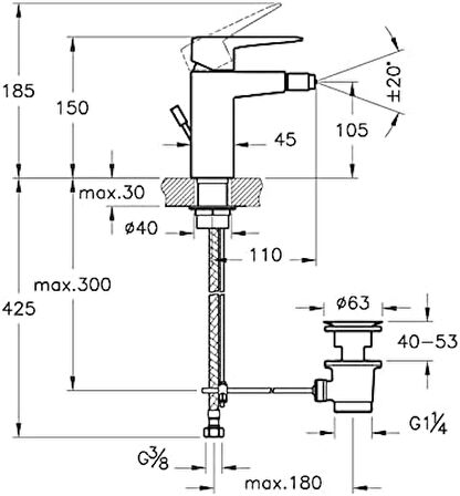 Root Square A42736 Bide Bataryası,Sifon Kumandalı, Krom