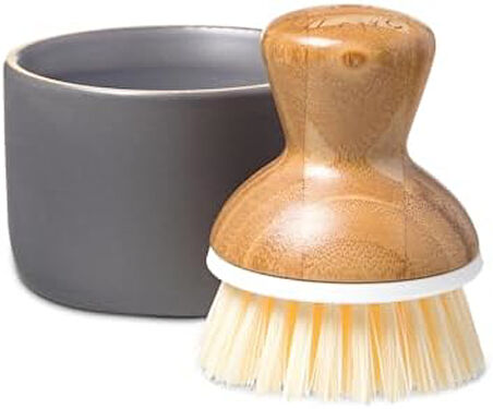 Circle Bubble bis Keramik Seifenspender & Scrubber Schwamm Set, weiß, grau/weiß, Dish Brush + Dispenser