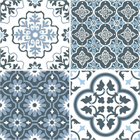 Wallpops FP2951 Leyton Peel & Stick Floor Tiles Yer Karosu, Mavi