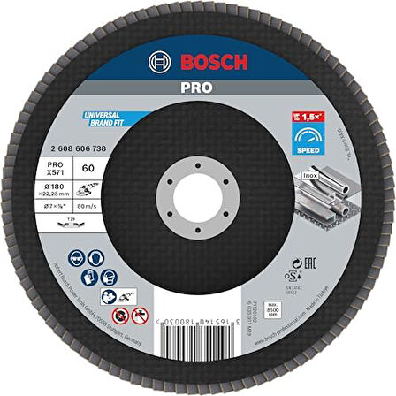 Professional Yelpaze taşlama diski (açılı taşlama makineleri için, farklı malzemeler için, çap 180 mm, granülasyon 60)