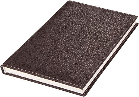 4811 Defter 14x20 Cm. Çi̇zgi̇li̇ 160 Yapraklı Suni Deri Hilton Desen Kapaklı Kahverengi, Kahverengi