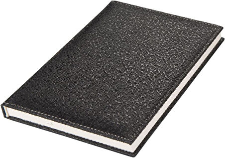 4910 Defter 17x24 Cm. Çi̇zgi̇li̇ 160 Yapraklı Suni Deri Hilton Desen Kapaklı Siyah, Siyah