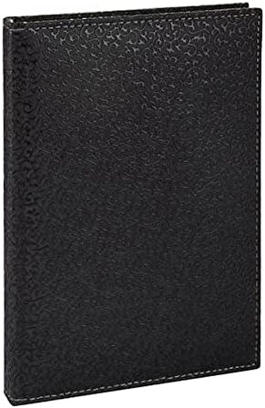 4910 Defter 17x24 Cm. Çi̇zgi̇li̇ 160 Yapraklı Suni Deri Hilton Desen Kapaklı Siyah, Siyah