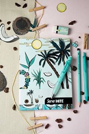 NOTE DEFTER 15 X 21 CIZGILI DESENLİ NANE YESILI