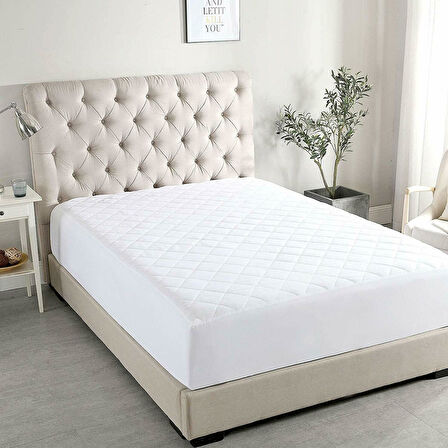 Fitted Kapitone Yatak Koruyucu Alez Pamuk, Beyaz, 70x140cm