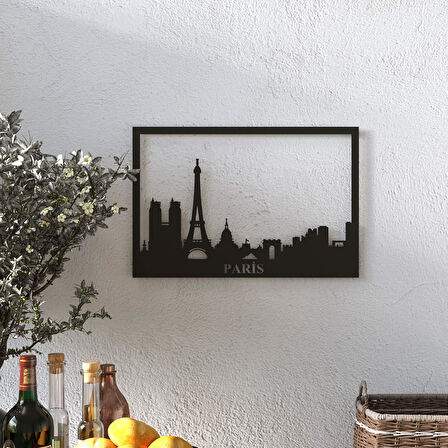 Yurudesign Lazer Kesim Metal Duvar Tablo Paris 30 * 45