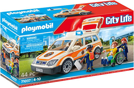 71037 City Life Işıklı, Sesli ve Tekerlekli Sandalyeli Hastane Acil Durum Aracı, eğlenceli, yaratıcı rol yapma oyunu, 4 yaş ve üzeri çocuklara uygun oyun seti