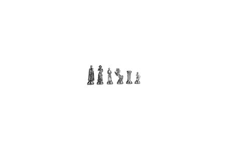 Orta Boy Metal İngiliz Satranç Takımı Antik ve Mermer Desenli Sandıklı MDF Tahtası (36x36x6 cm.)