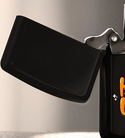 Gift Halloween Tasarımlı Renkli Baskılı Siyah Benzinli Metal Çakmak