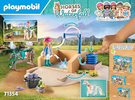 Horses Of Waterfall 71354 Isabella & Lioness Yıkama Alanlı, Kapsamlı At Bakımı, Geniş Binicilik ve Birlikte Selfieler, 5 Yaşından Büyük Çocuklar İçin Sürdürülebilir Oyuncak