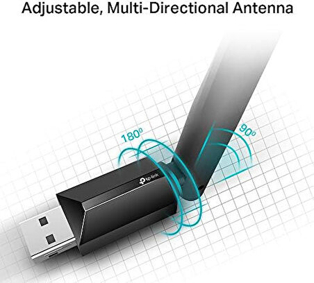 Archer T2U Plus, AC600 Mbps, Çift Bant, Yüksek Çekim Güçlü Wi-Fi 5 USB Adaptör