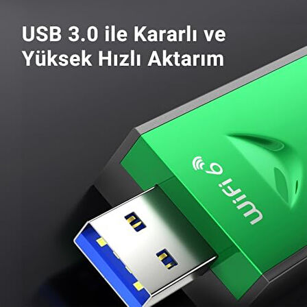 5400 Mbps 2.4GHz/5Ghz/6GHz Tri Band Alıcı Verici USB Wifi 6 Adaptör