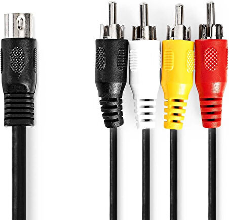 Ses kablosu DIN 5 kutuplu erkek - 4 x RCA Mac