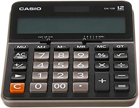 Dx-12B-Bk-W-Dc Casio Ekononik Hesap Makinesi, Siyah