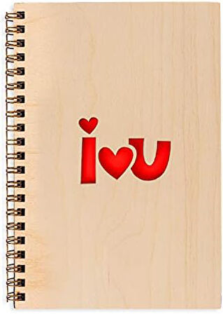 Love You Minimal Tasarımlı Ahşap Kapaklı Defter