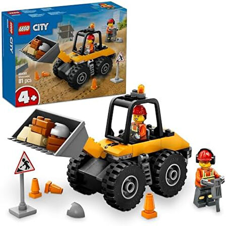 City Sarı Tekerlekli İnşaat Yükleyicisi 60450-4 Yaş ve Üzeri Çocuklar için Yaratıcı İnşaat Aracı İçeren Oyuncak Yapım Seti, Doğum Günü Hediyesi (81 Parça)