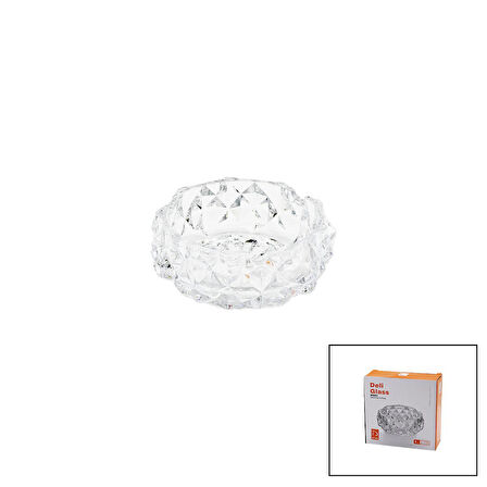 KÜÇÜK CAM - DIAMOND KRİSTAL ŞEKİL YUVARLAK KÜLLÜK ÇAP: 11.2CM - D: 4.4CM