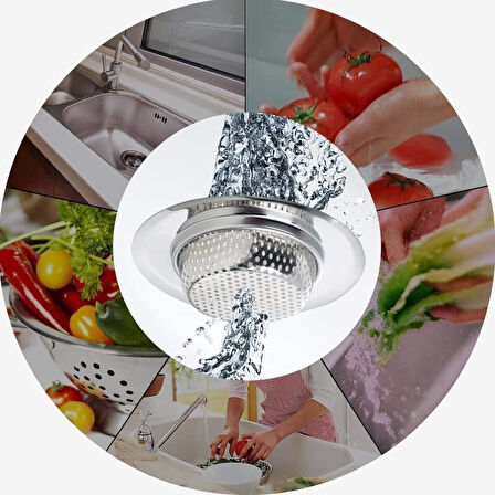 9 cm Gider süzgeci, mutfak lavabosu süzgeci, paslanmaz çelik lavabo, tıkanmayı önler
