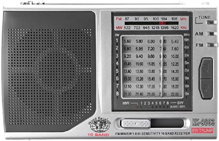 KK-9803 Taşınabilir FM Radyo Küçük Boy Cep Radyosu Pilli Radyo FM/MW/SW1 10 Band Radyo