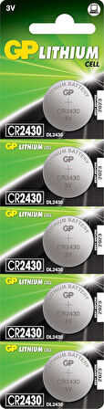 Batteries Cr2430 2430 Boy Lityum Düğme Pil, 3 Volt, 5'Li Kart